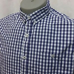 On The Road Mens Large Purple Gingham Plaid Shirt Slim Fit